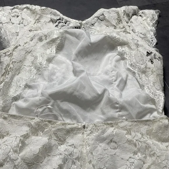 Signature‎ Eight White LACE LINED SLEEVELESS SUMMER DRESS SZ M F-124 - Picture 7 of 8